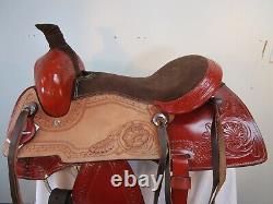 15 16 Used Roping Saddle Western Horse Pleasure Ranch Trail Tooled Leather Tack
