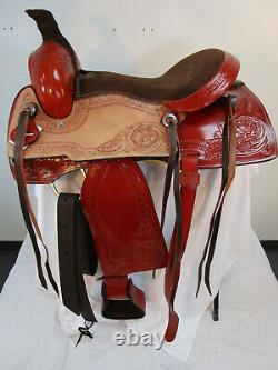 15 16 Used Roping Saddle Western Horse Pleasure Ranch Trail Tooled Leather Tack