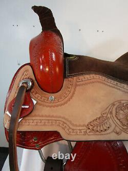 15 16 Used Roping Saddle Western Horse Pleasure Ranch Trail Tooled Leather Tack