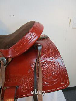 15 16 Used Roping Saddle Western Horse Pleasure Ranch Trail Tooled Leather Tack