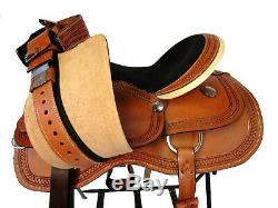 15 16 Used Trail Saddle Pleasure Horse Riding Western Tooled Leather Package