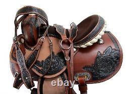 15 16 Used Western Saddle Barrel Racing Pleasure Horse Tooled Leather Trail Tack