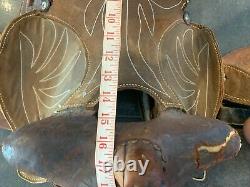 15 16 Used Western Saddle Dark Brown Barrel Leather Horse Free Shipping