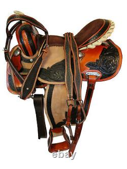 15 16 Western Saddle Barrel Racing Floral Tooled Pleasure Horse Trail Used Tack