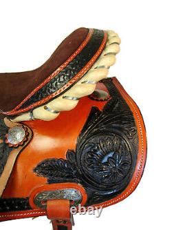 15 16 Western Saddle Barrel Racing Floral Tooled Pleasure Horse Trail Used Tack