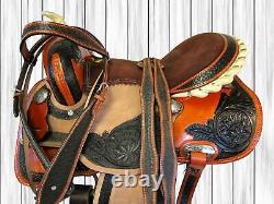 15 16 Western Saddle Barrel Racing Floral Tooled Pleasure Horse Trail Used Tack