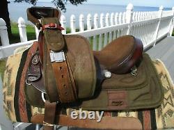 15'' #168 Brown big horn leather & cordura western barrel trail saddle QH BARS