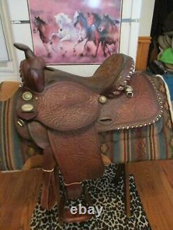 15'' #380 Vintage Crates Western Saddle Tooled Leather Fqh Bars