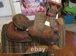 15'' #380 Vintage Crates Western Saddle Tooled Leather Fqh Bars