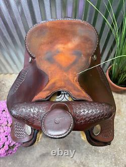 15.5 16 CONGRESS LEATHER Western Saddle w Silver Trim SOFT Leather