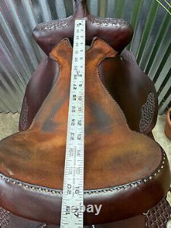 15.5 16 CONGRESS LEATHER Western Saddle w Silver Trim SOFT Leather