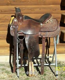15.5 16 HR Custom Saddles Western Roping Pleasure Trail Saddle Rigged to Ride