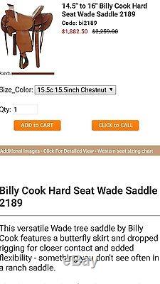 15.5 Billy Cook Cliff Wade ranch saddle