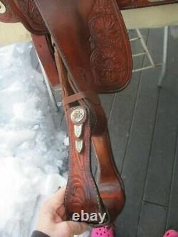 15.5'' Circle Y Equitation Western Show Saddle Tooled Leather Sqh Bars