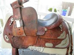 15.5'' Circle Y Equitation Western Show Saddle Tooled Leather Sqh Bars