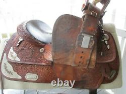 15.5'' Circle Y Equitation Western Show Saddle Tooled Leather Sqh Bars