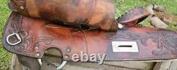 15.5 Fargo Silver Western Leather Horse Saddle with Floral Tooling