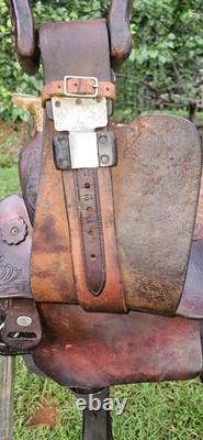 15.5 Fargo Silver Western Leather Horse Saddle with Floral Tooling