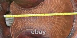 15.5 Fargo Silver Western Leather Horse Saddle with Floral Tooling