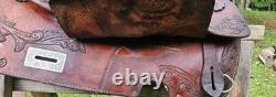 15.5 Fargo Silver Western Leather Horse Saddle with Floral Tooling