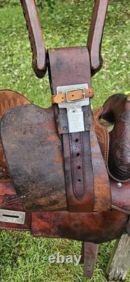 15.5 Fargo Silver Western Leather Horse Saddle with Floral Tooling