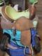 15.5 Green Ostrich Billy Cook Barrel Saddle