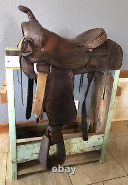 15.5 Hereford Roping Saddle-Vintage Tex Tan Western/Cutting/Heeling/Extra W