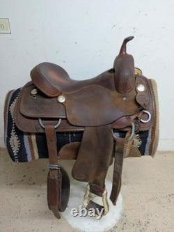 15.5 Inch Used Piland Team Roping Western Saddle 1098-11441