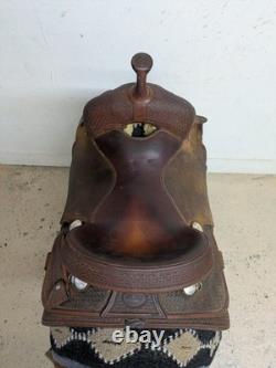 15.5 Inch Used Piland Team Roping Western Saddle 1098-11441