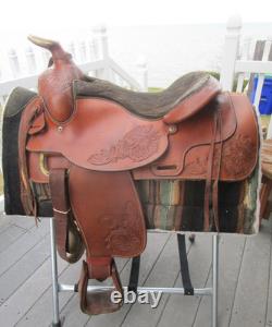 15.5'' Qh Bars Textan Hereford Western Roper Roping Saddle 32.2# USA Tx