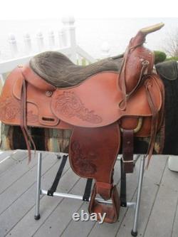 15.5'' Qh Bars Textan Hereford Western Roper Roping Saddle 32.2# USA Tx