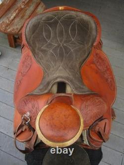 15.5'' Qh Bars Textan Hereford Western Roper Roping Saddle 32.2# USA Tx