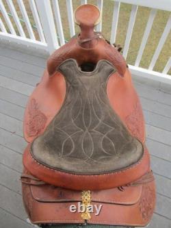 15.5'' Qh Bars Textan Hereford Western Roper Roping Saddle 32.2# USA Tx