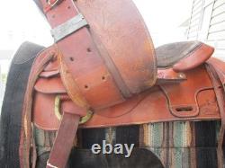 15.5'' Qh Bars Textan Hereford Western Roper Roping Saddle 32.2# USA Tx