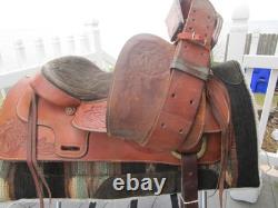 15.5'' Qh Bars Textan Hereford Western Roper Roping Saddle 32.2# USA Tx