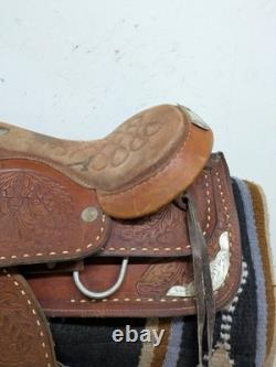 15.5 Used 3 Bar Western Show Saddle 1030-10860 Classic Leather Show Saddle