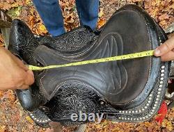 15.5 Vintage Western Studded Leather Horse Saddle