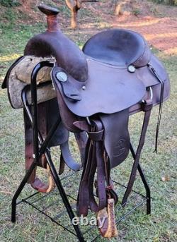 15.5 White Brand Roughout Roping Ranch Breaking Western Saddle