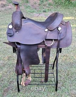 15.5 White Brand Roughout Roping Ranch Breaking Western Saddle