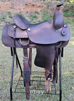 15.5 White Brand Roughout Roping Ranch Breaking Western Saddle