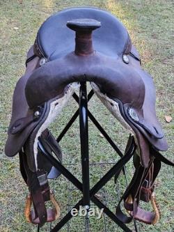 15.5 White Brand Roughout Roping Ranch Breaking Western Saddle