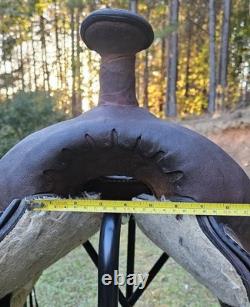 15.5 White Brand Roughout Roping Ranch Breaking Western Saddle