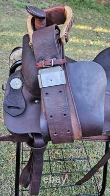 15.5 White Brand Roughout Roping Ranch Breaking Western Saddle