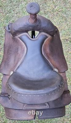 15.5 White Brand Roughout Roping Ranch Breaking Western Saddle