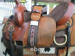 15'' #7924 C FABTRON Brown Leather/Cordura western trail saddle SQH BARS BRASS