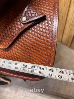 15 ALAMO Basket Tooled Western Barrel Horse Saddle Semi Bar