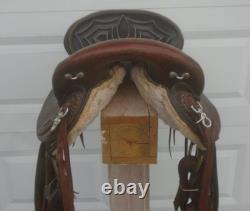 15 AMERICAN Sadlery 22# LEATHER Western Trail Endurance SaddleMedium TreeSQHB