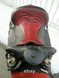 15'' ANTIQUE BIG HORN #339 BLACK DIAMOND PARADE WESTERN SADDLE FQHB w BRIDLE