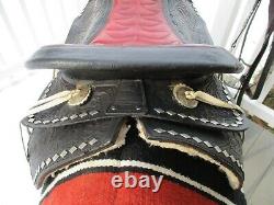 15'' ANTIQUE BIG HORN #339 BLACK DIAMOND PARADE WESTERN SADDLE FQHB w BRIDLE