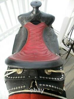 15'' ANTIQUE BIG HORN #339 BLACK DIAMOND PARADE WESTERN SADDLE FQHB w BRIDLE